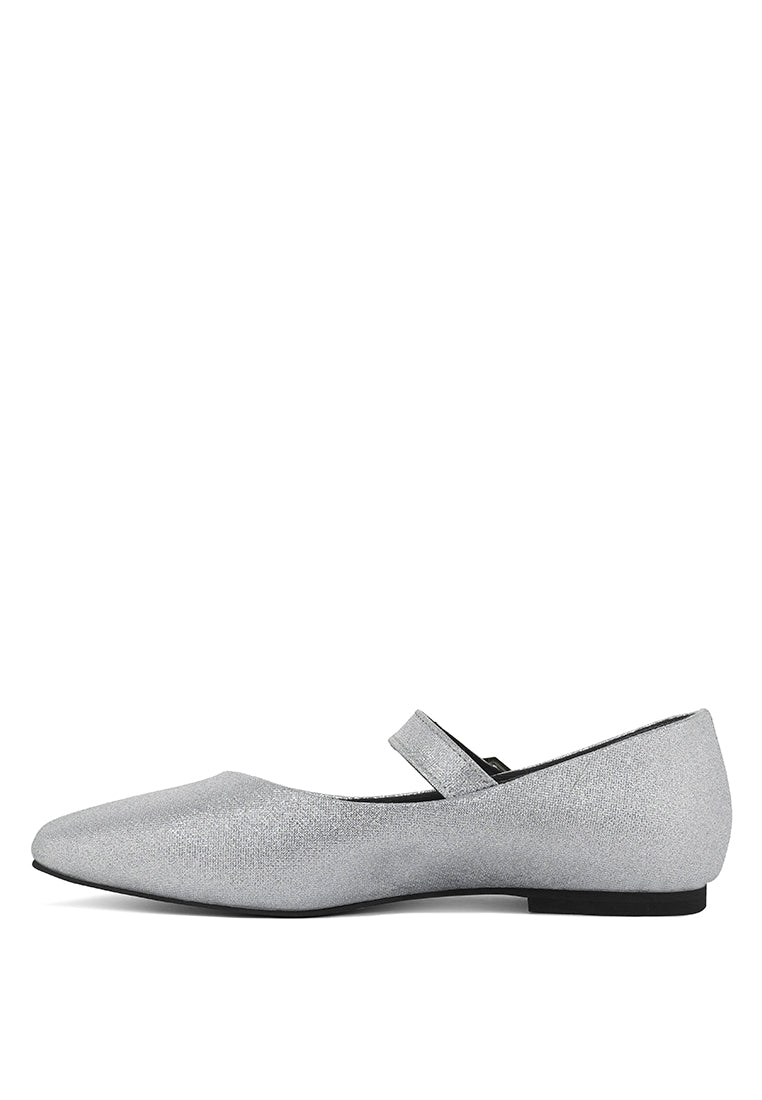 Women Pin Buckle Glitter Flat Ballerina