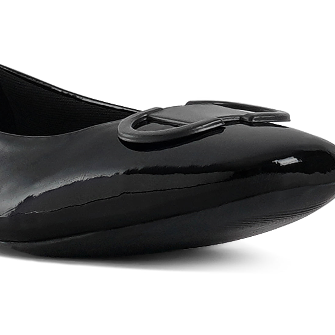 london rag women glossy faux leather horsebit ballerinas#color_black