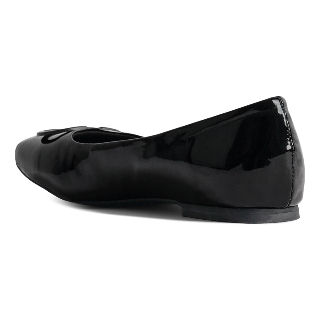 london rag women glossy faux leather horsebit ballerinas#color_black