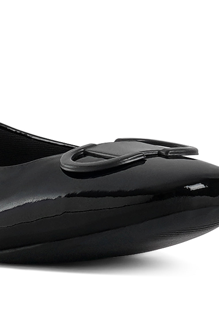 Women Pin Buckle Glitter Flat Ballerina