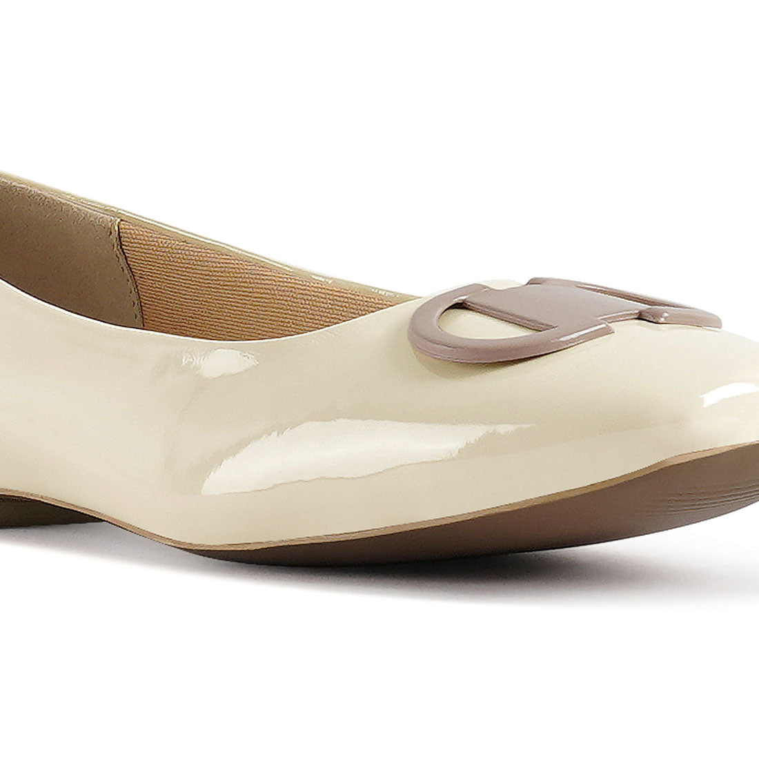 london rag women glossy faux leather horsebit ballerinas#color_off-white