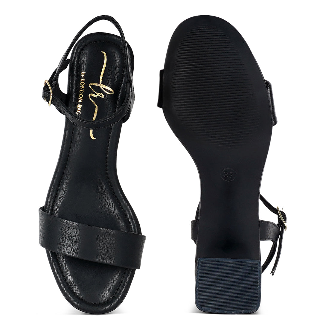 pin buckle strap block heels#color_black