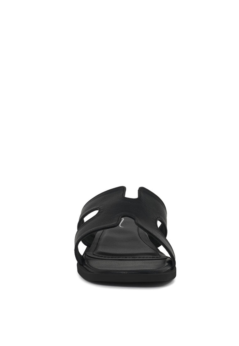 Women Faux Leather Wooden Heel Mules