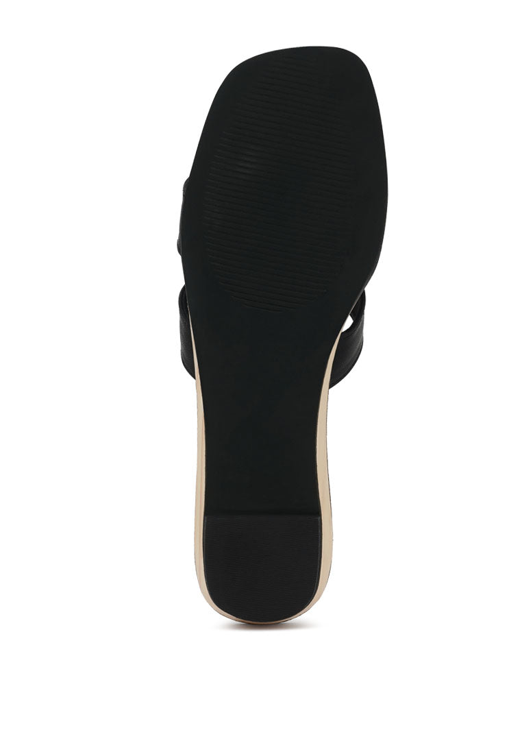 Women Faux Leather Wooden Heel Mules