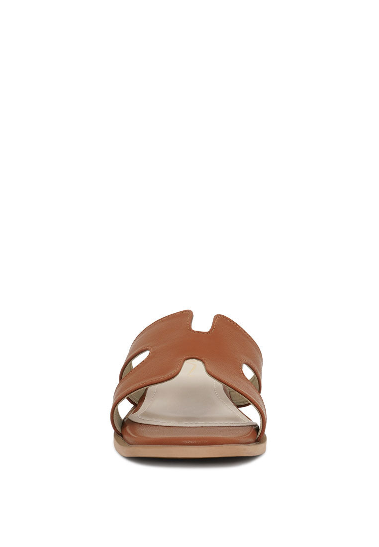 Women Faux Leather Wooden Heel Mules