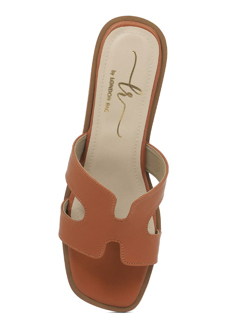 Women Faux Leather Wooden Heel Mules