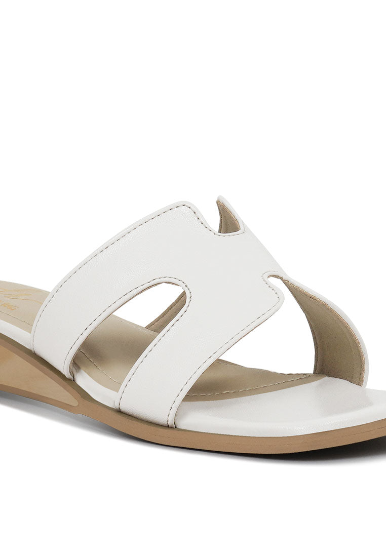 Women Faux Leather Wooden Heel Mules