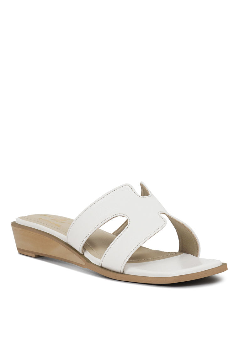 Women Faux Leather Wooden Heel Mules