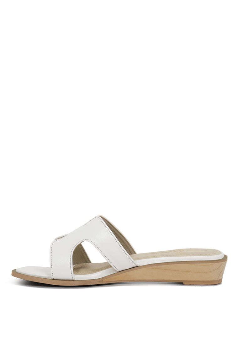 Women Faux Leather Wooden Heel Mules