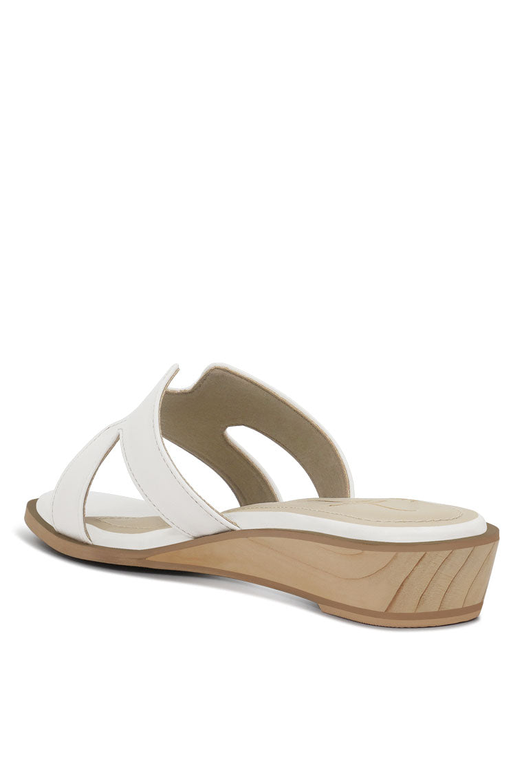 Women Faux Leather Wooden Heel Mules