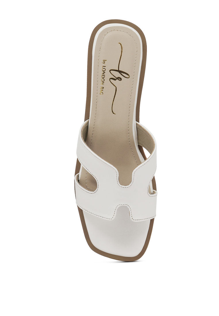 Women Faux Leather Wooden Heel Mules