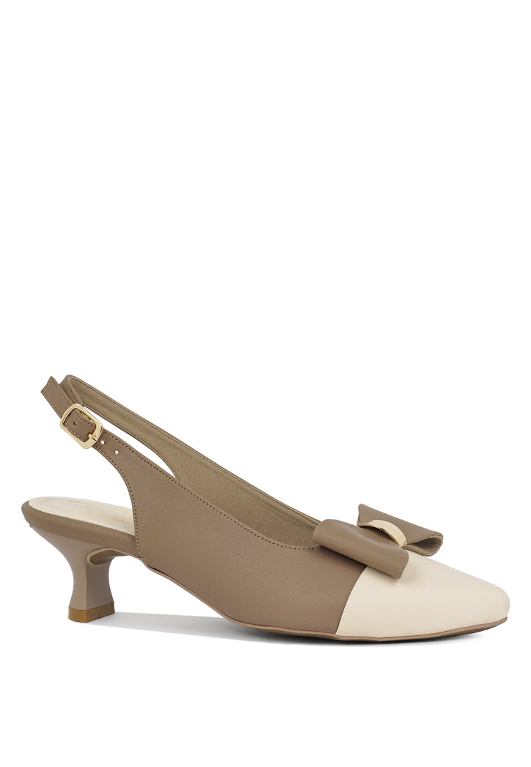 Women Flared Heel Bow Dress Heels