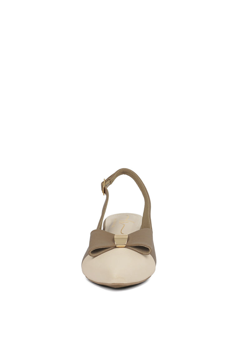 Women Flared Heel Bow Dress Heels