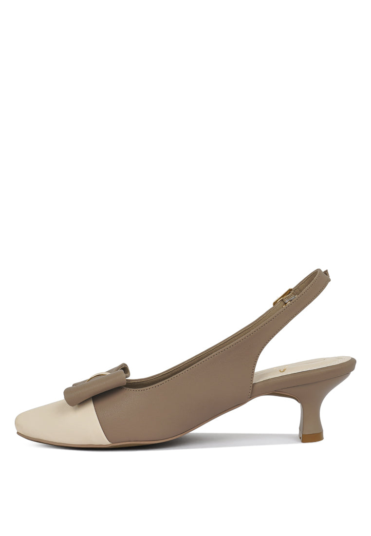 Women Flared Heel Bow Dress Heels