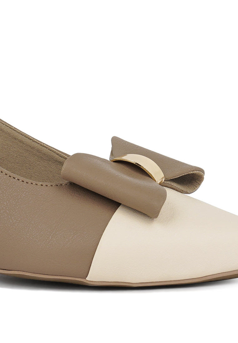 Women Flared Heel Bow Dress Heels