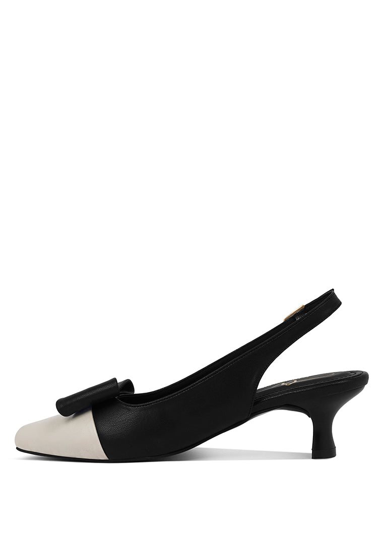 Women Flared Heel Bow Dress Heels