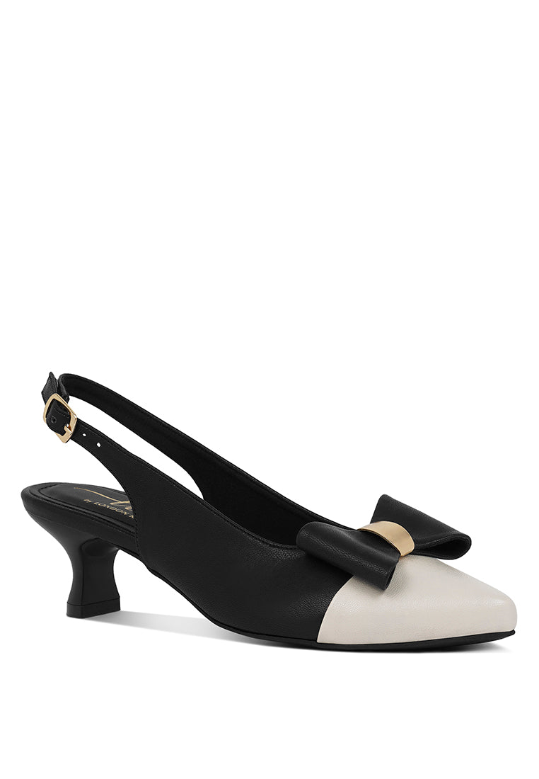 Women Flared Heel Bow Dress Heels