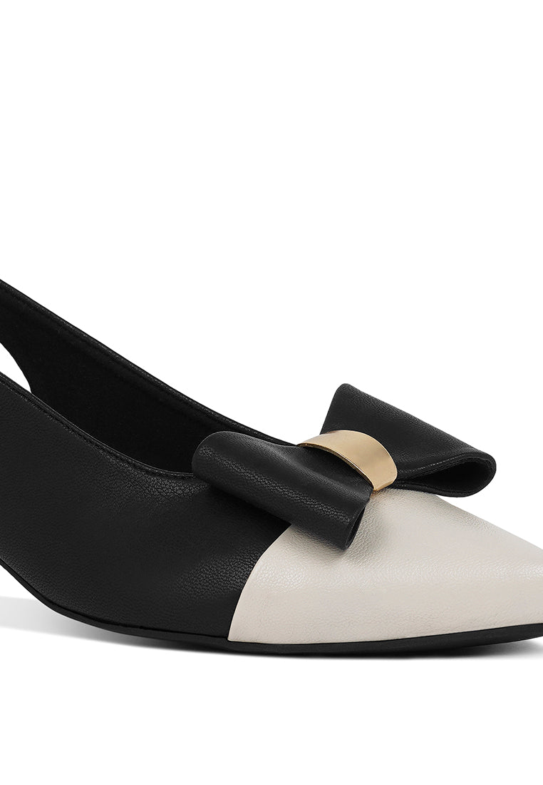 Women Flared Heel Bow Dress Heels