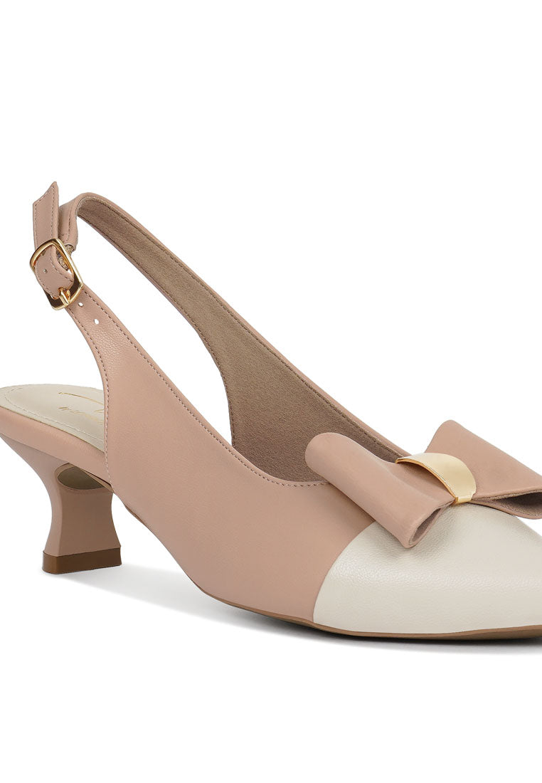 Women Flared Heel Bow Dress Heels