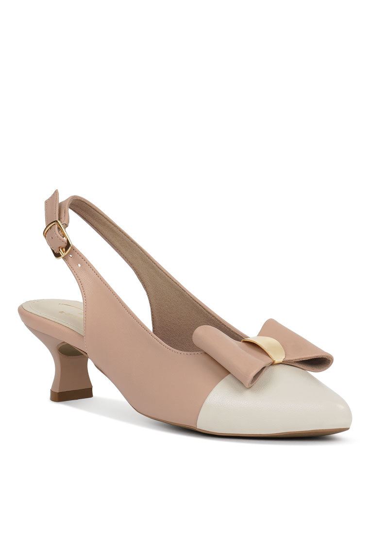 Women Flared Heel Bow Dress Heels