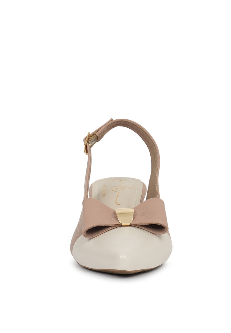 Women Flared Heel Bow Dress Heels