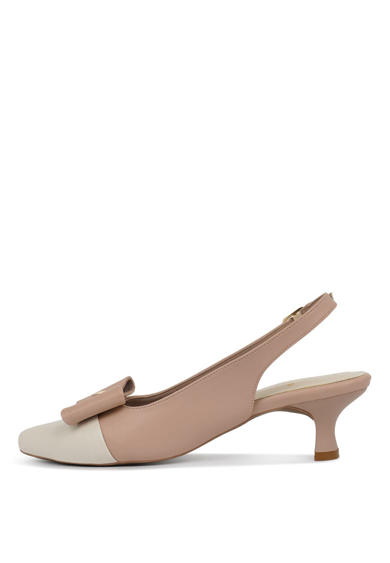 Women Flared Heel Bow Dress Heels