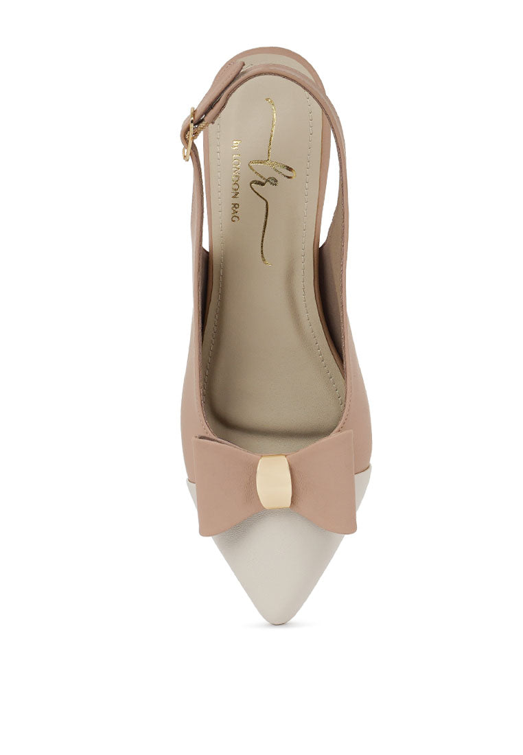 Women Flared Heel Bow Dress Heels