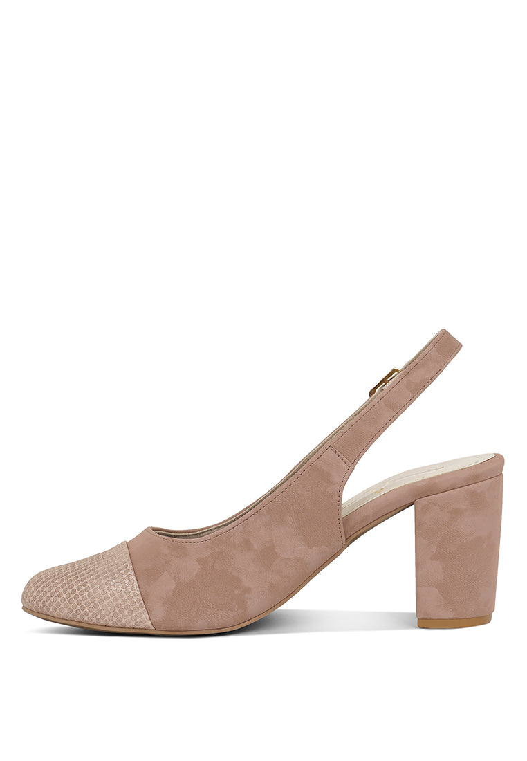 Women Pin Buckle Metallic Toe Cap Heels