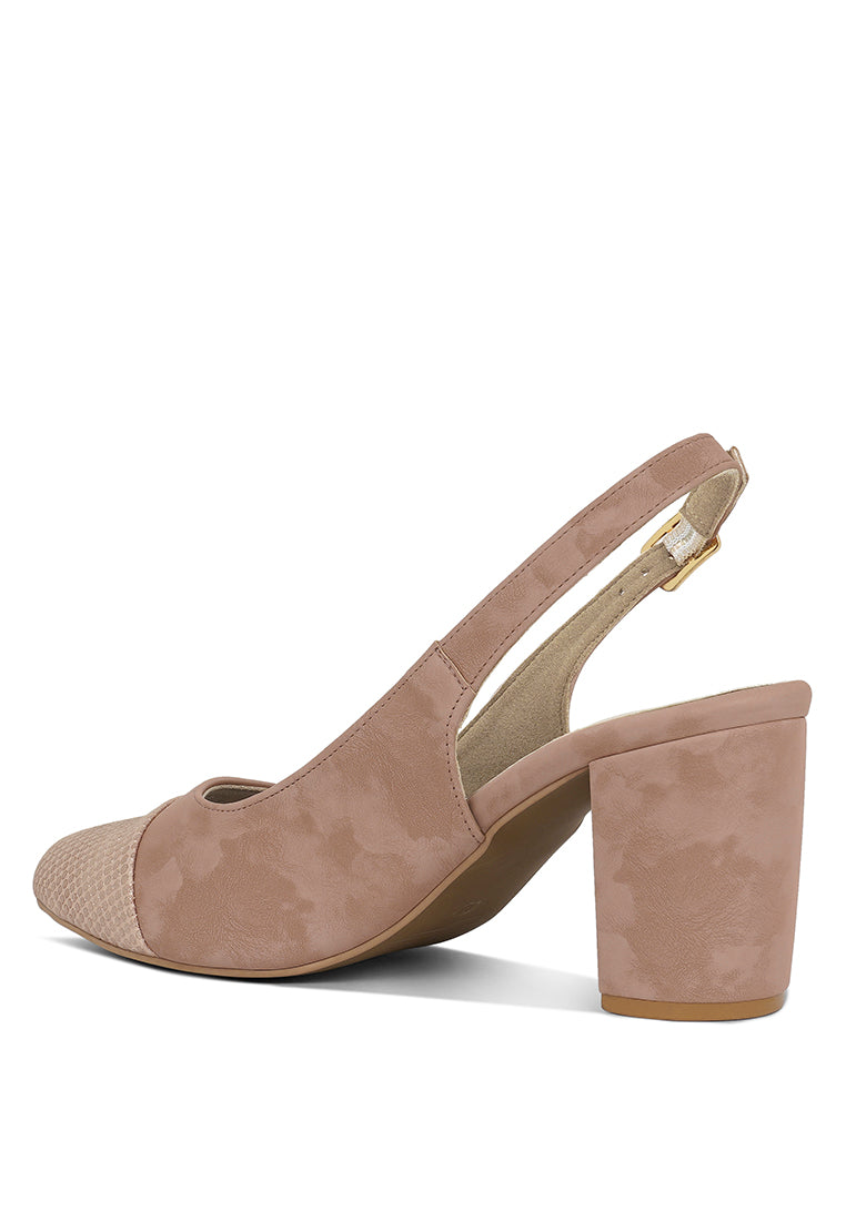 Women Pin Buckle Metallic Toe Cap Heels