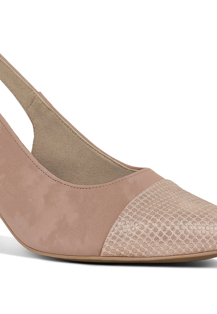 Women Pin Buckle Metallic Toe Cap Heels