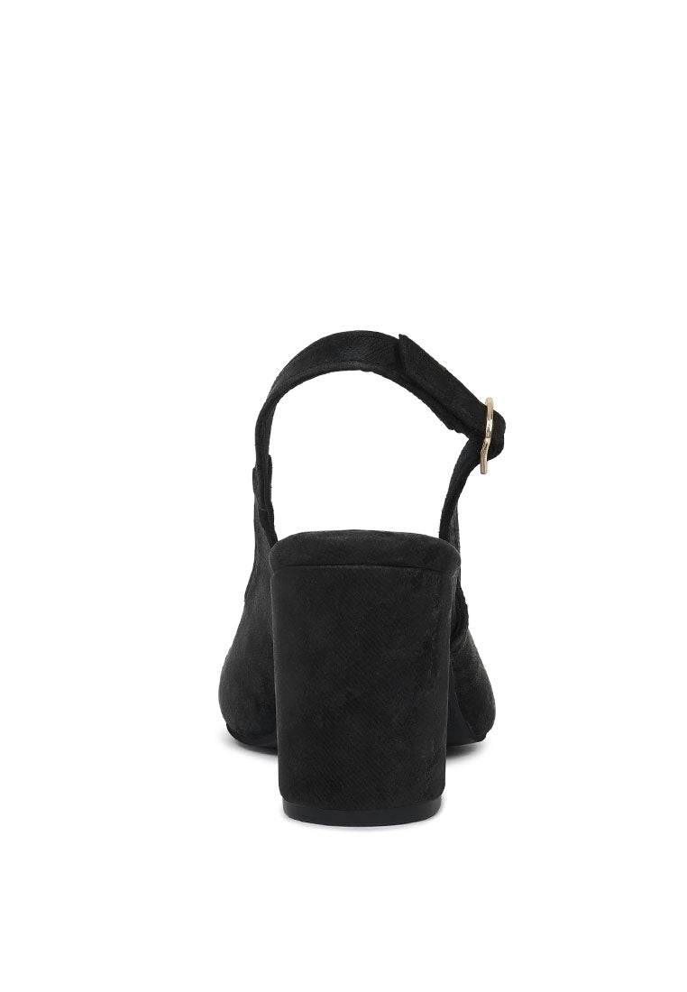 Women Pin Buckle Metallic Toe Cap Heels