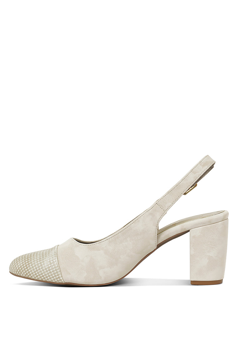 Women Pin Buckle Metallic Toe Cap Heels