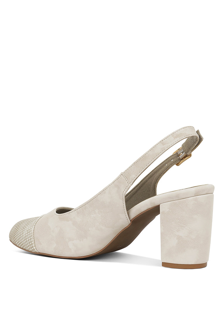 Women Pin Buckle Metallic Toe Cap Heels