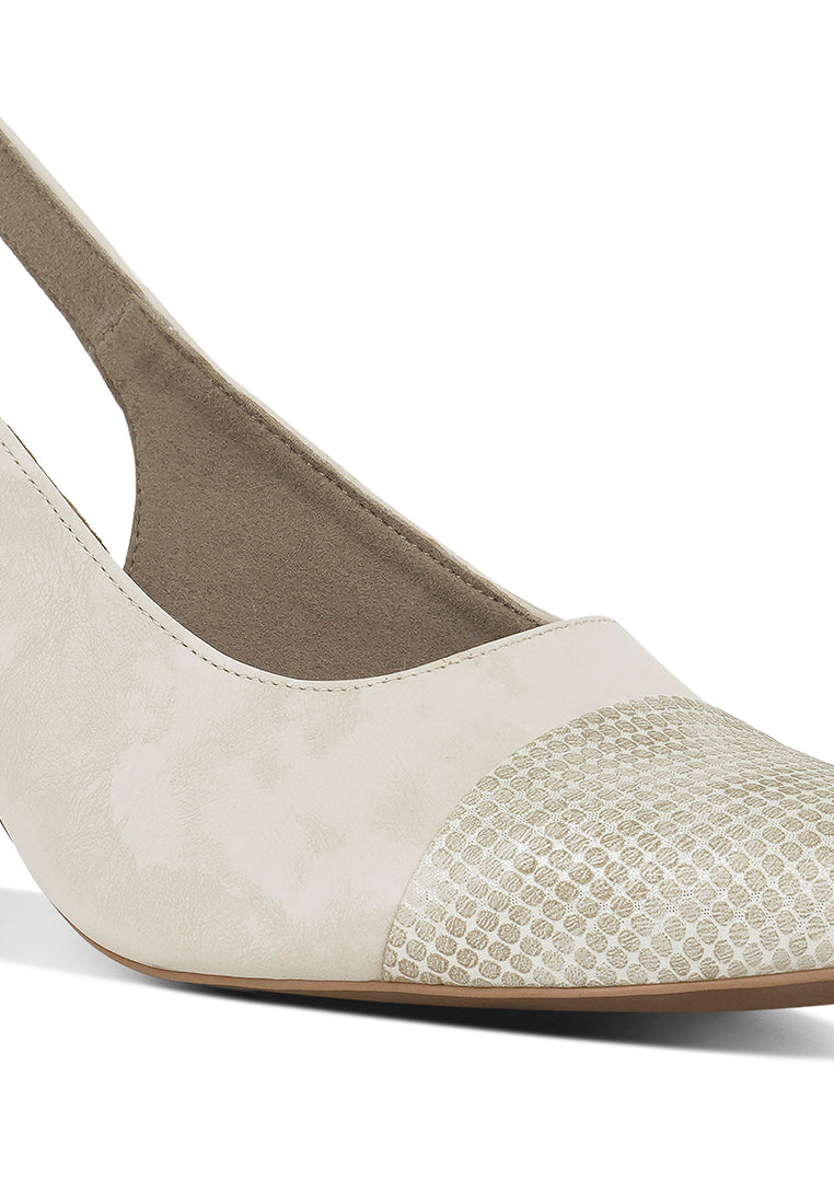 Women Pin Buckle Metallic Toe Cap Heels