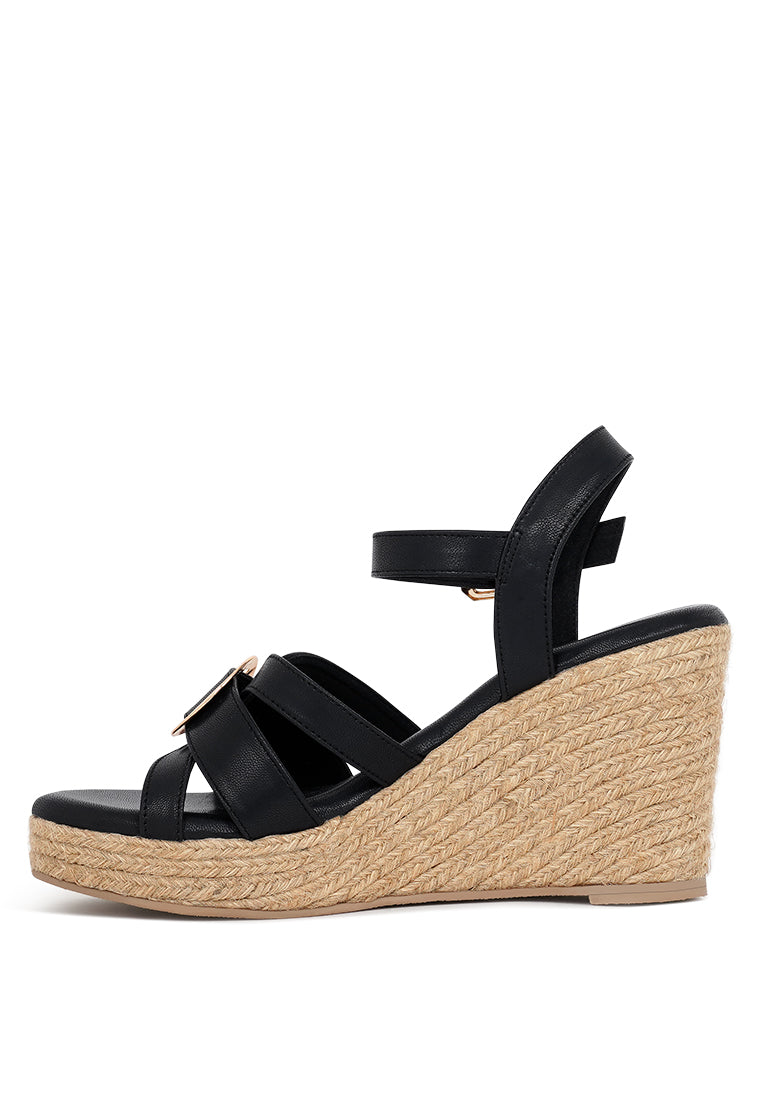 Women Comfortable Pin Buckle Espadrille Wedges