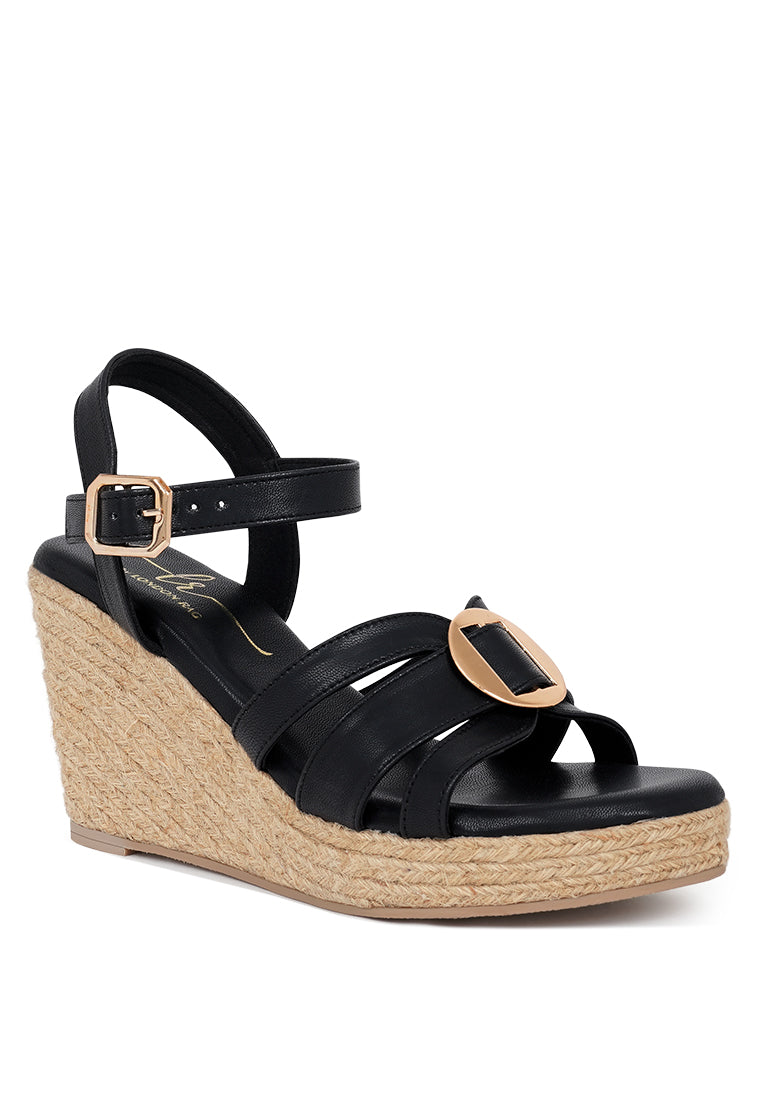 Women Comfortable Pin Buckle Espadrille Wedges