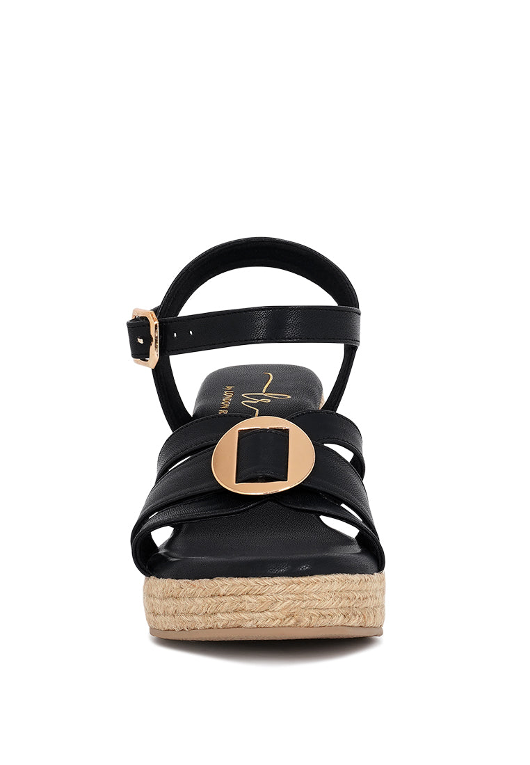 Women Comfortable Pin Buckle Espadrille Wedges