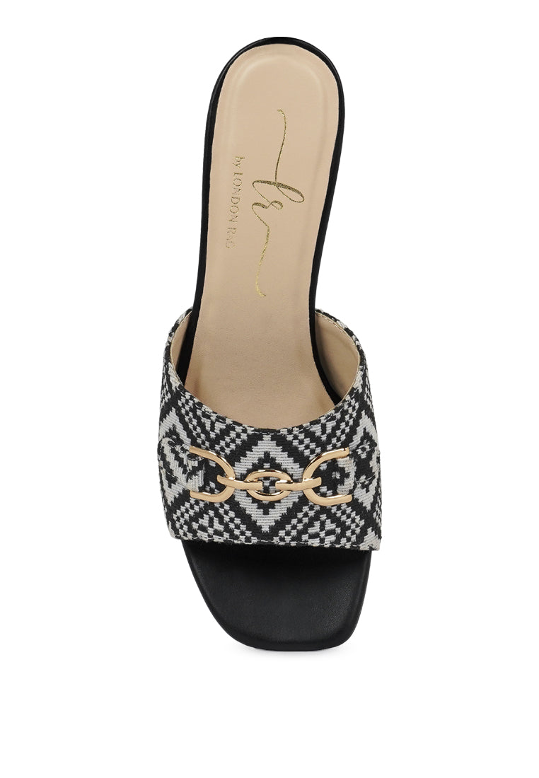 Women Textured Tapestry Kitten Heels