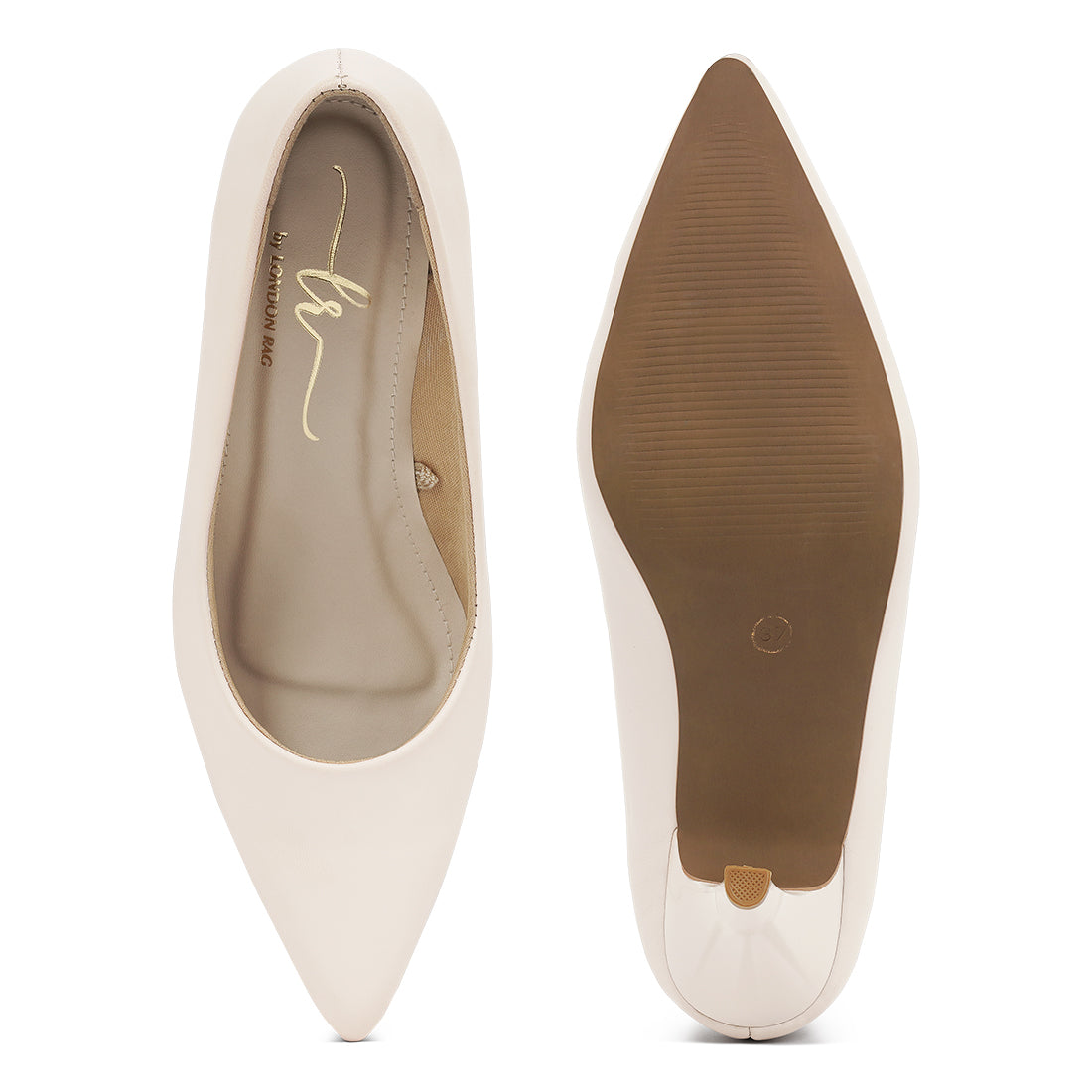 women faux leather stiletto pumps#color_beige