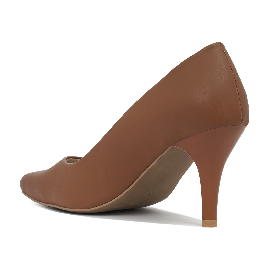 women faux leather stiletto pumps#color_brown