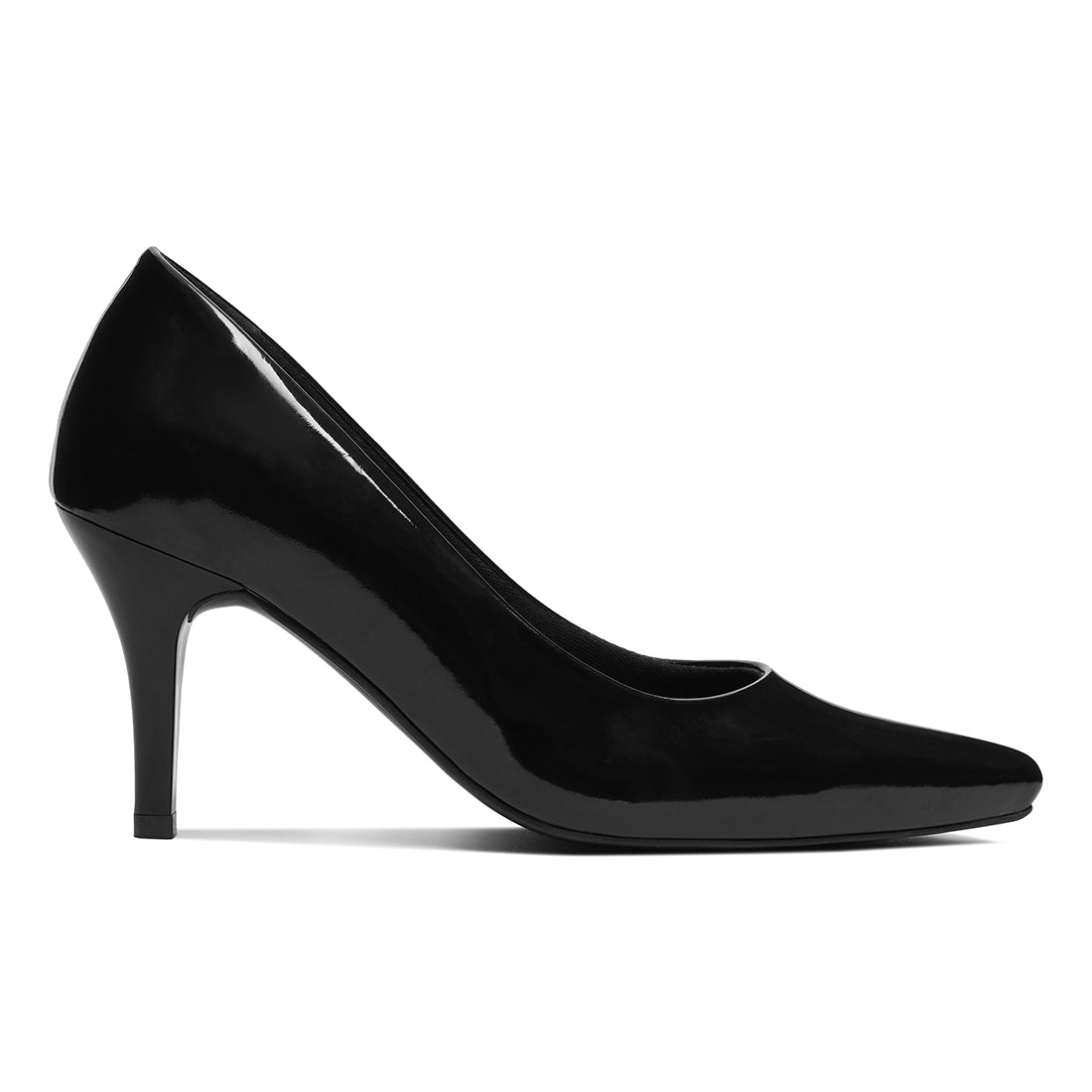 women patent faux leather stiletto pumps#colorblack