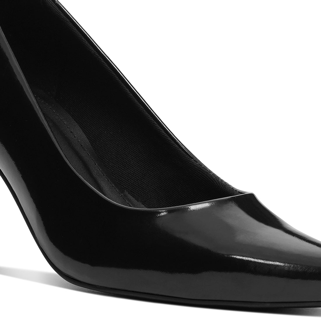 women patent faux leather stiletto pumps#colorblack