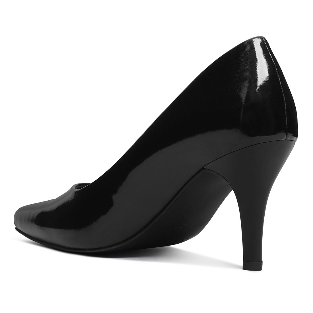 women patent faux leather stiletto pumps#colorblack
