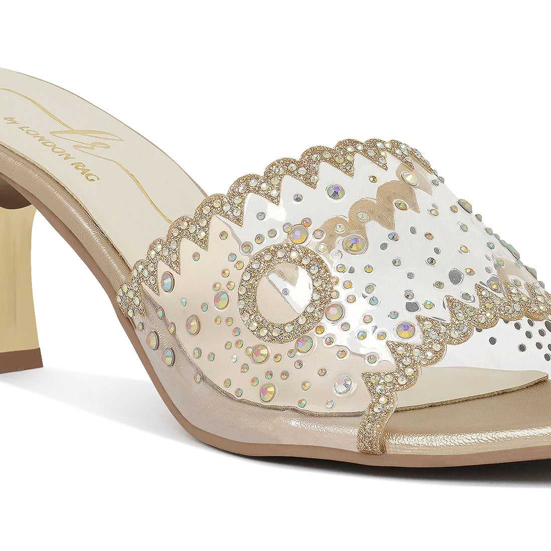 women rhinestones & glitter embellished kitten heels#color_light-gold