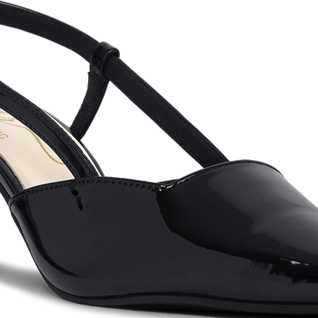 women patent faux leather slingback heels#color_black