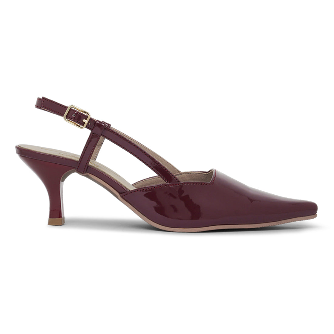 women patent faux leather slingback heels#color_burgundy