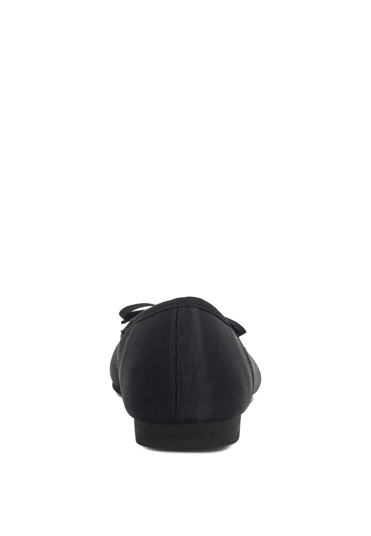 Women Bow Detail Satin Ballerinas