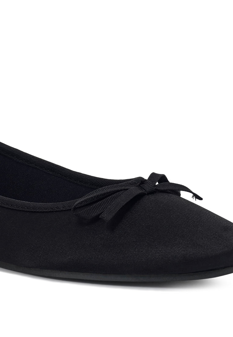 Women Bow Detail Satin Ballerinas