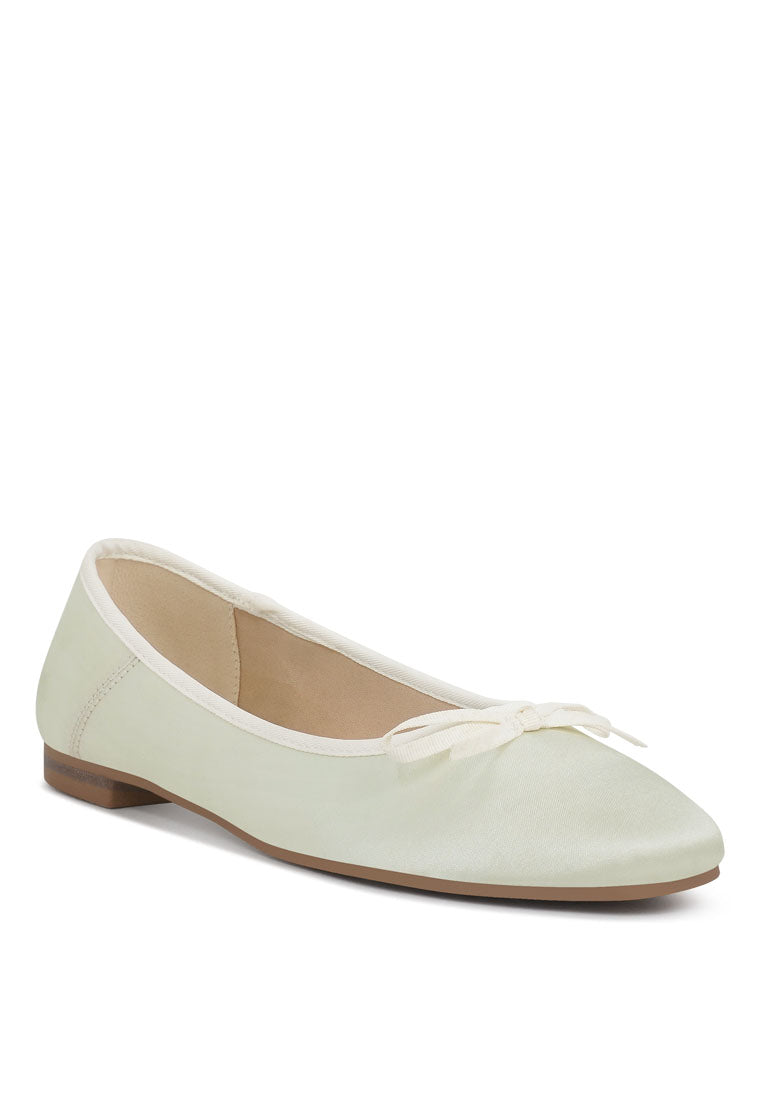 Women Bow Detail Satin Ballerinas