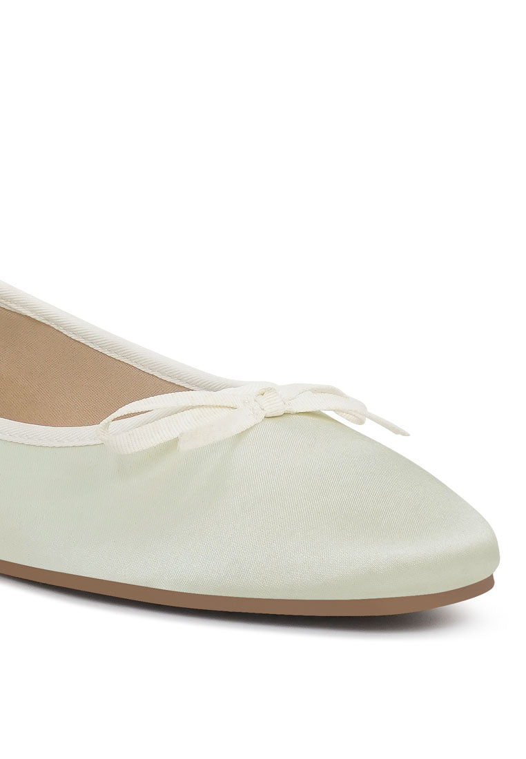 Women Bow Detail Satin Ballerinas